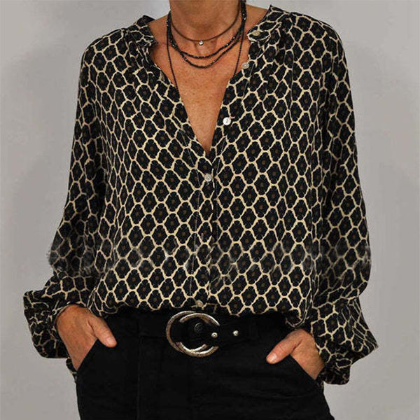 Renata | Langärmelige Bluse mit geometrischem Druck - Image 2
