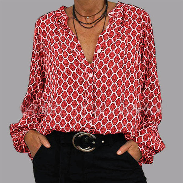 Renata | Langärmelige Bluse mit geometrischem Druck - Image 3