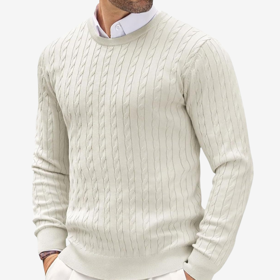Pascal | Herren Rundhals Zopfmuster Strickpullover - Image 2