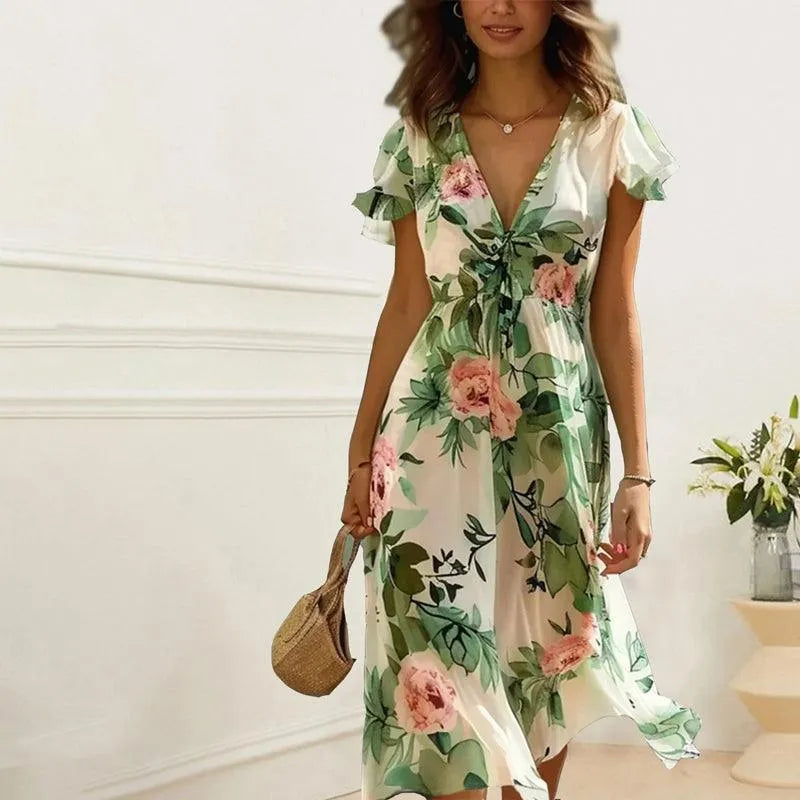 Alice | Kleid mit Blumenmuster in Creme - Image 2