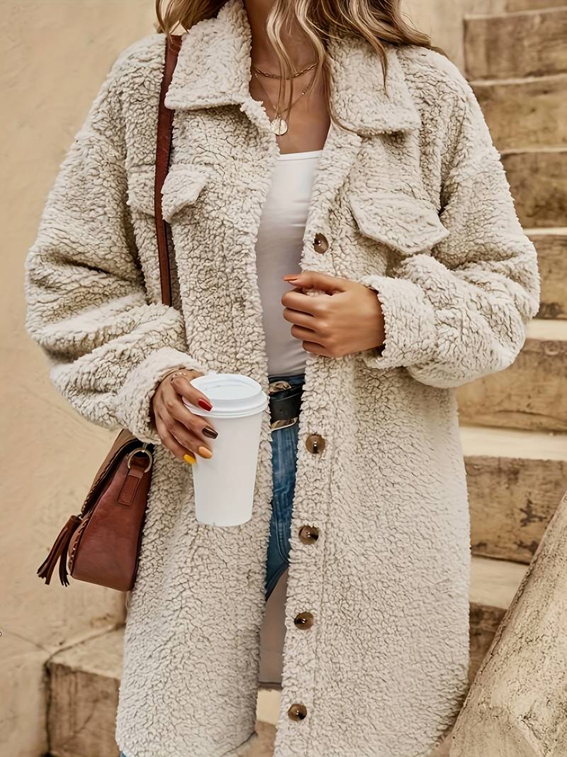 Elise | Damen Oversized Teddy Mantel - Image 3