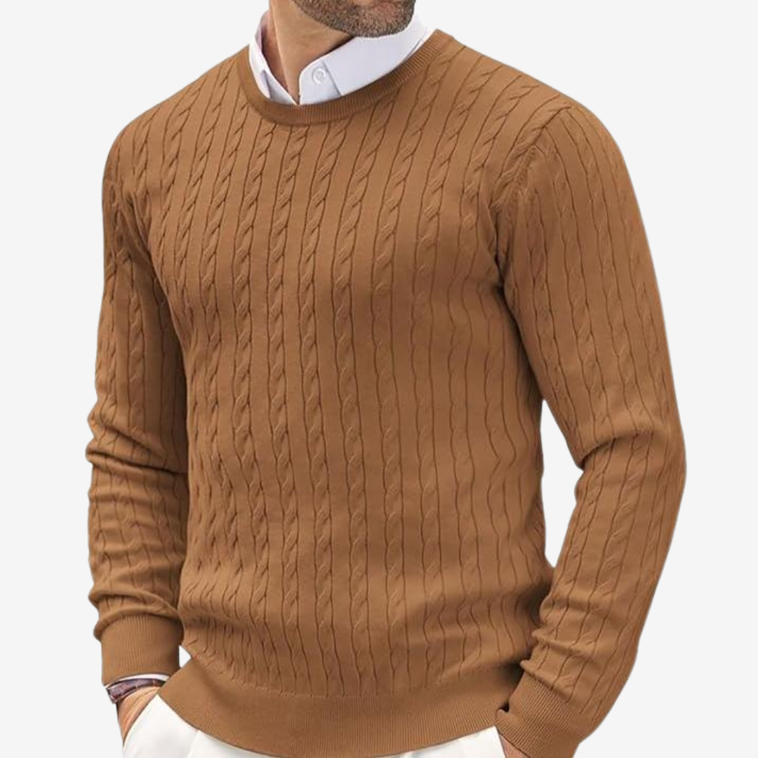 Pascal | Herren Rundhals Zopfmuster Strickpullover - Image 6