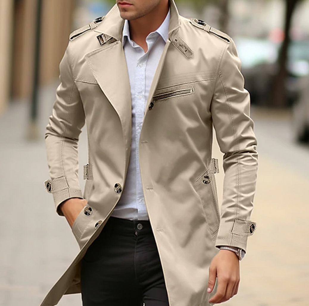 Fritz | Herren Slim-Fit Zweireiher Trenchcoat - Image 1