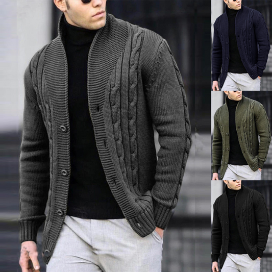 Alois | Herren Zopfmuster Strickjacke mit Knopfleiste - Image 1