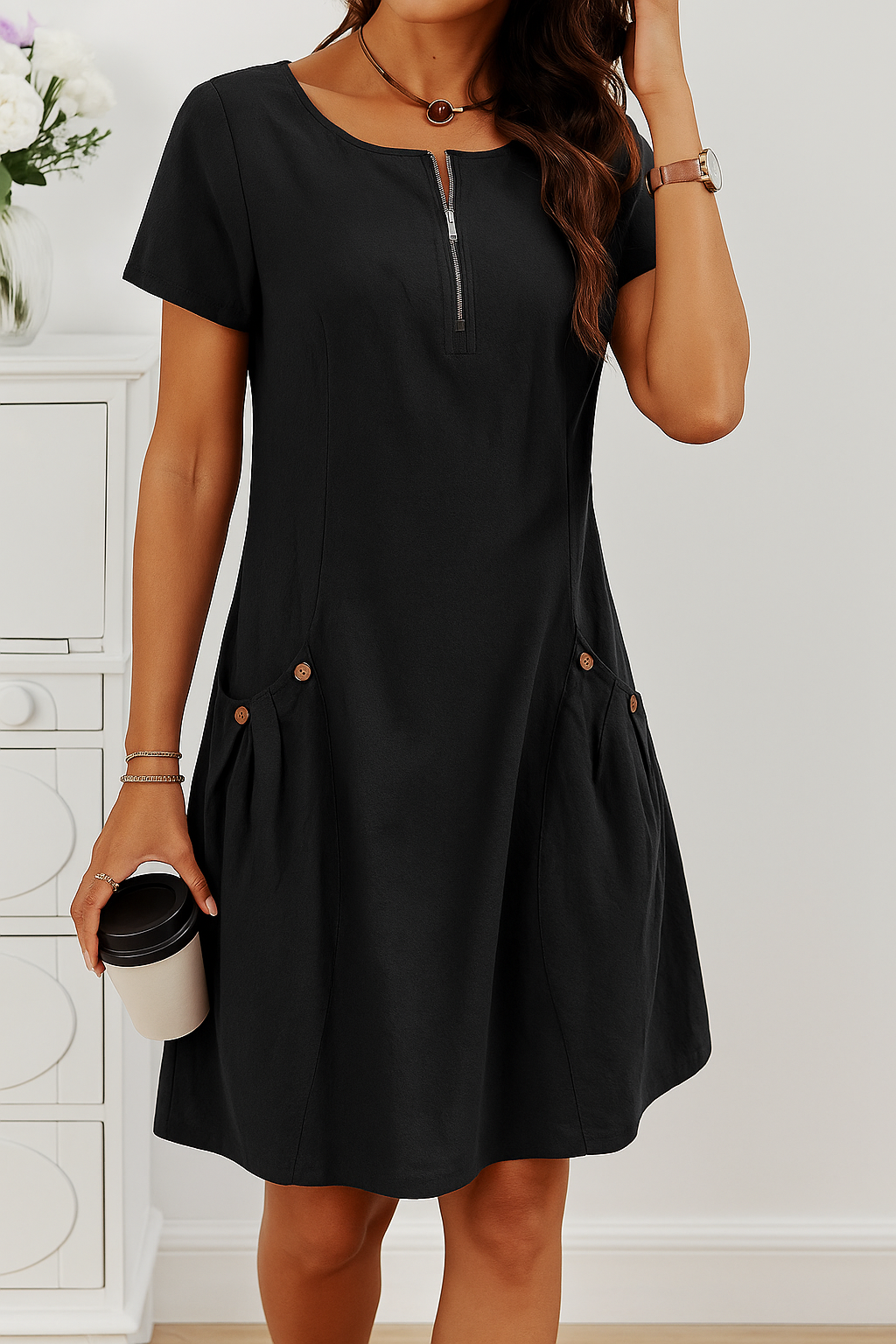 Karolin | Stylisches Ärmelkleid mit Taschen für mühelosen Komfort - Image 6