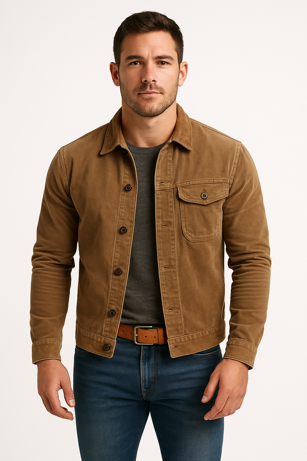 Heinz | Freizeitjacke für Männer - Baumwollmischung - taillierte Passform - Knopfleiste - Image 1