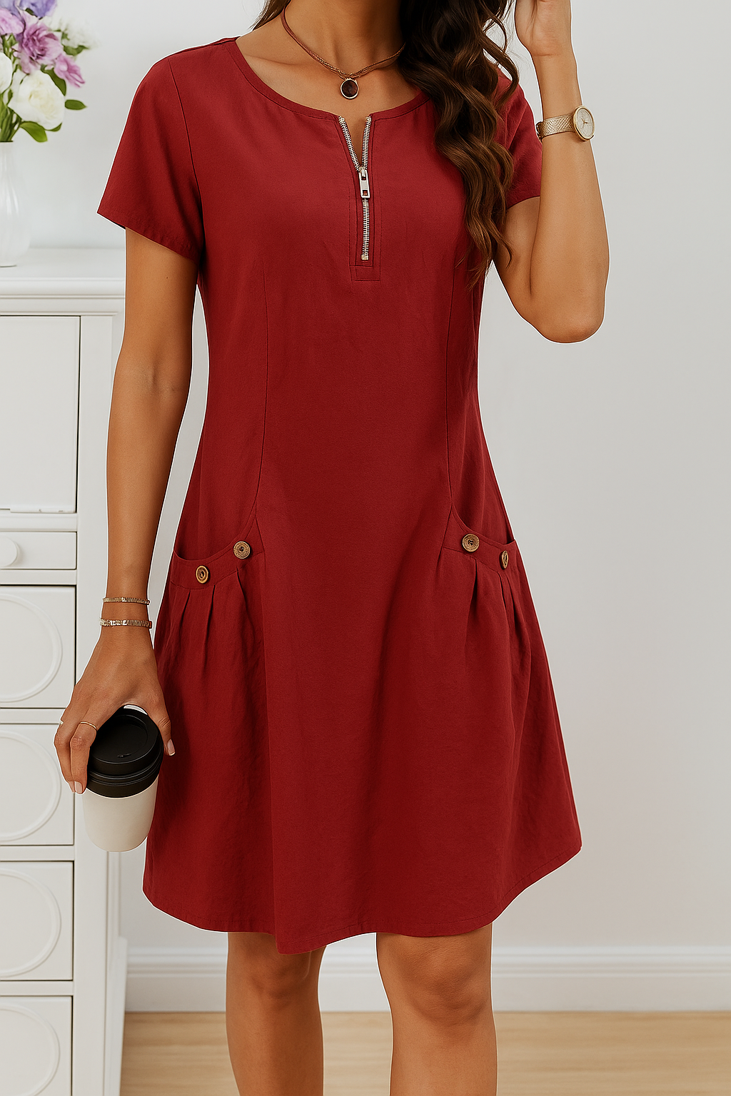 Karolin | Stylisches Ärmelkleid mit Taschen für mühelosen Komfort - Image 5