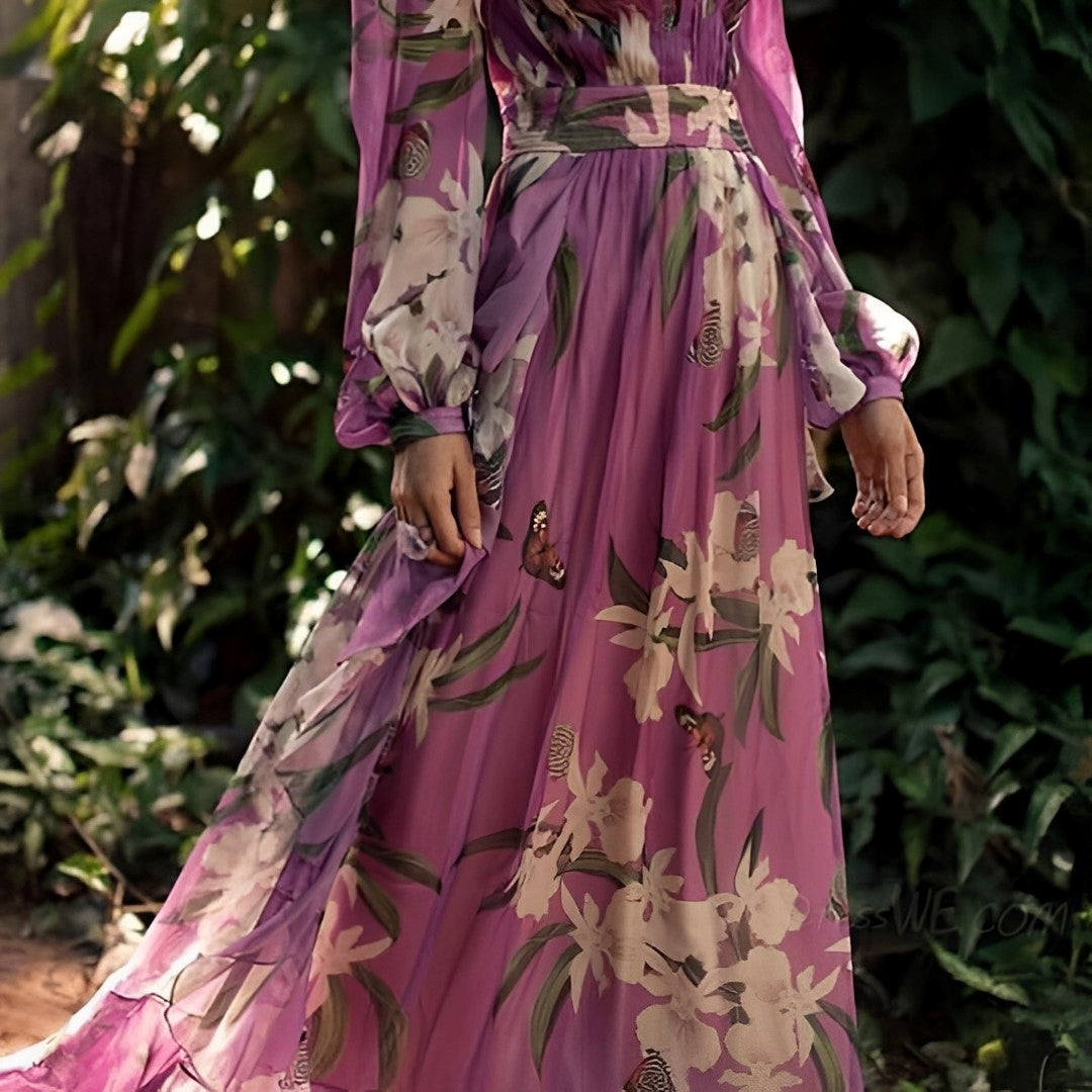 Friederike | Elegantes, geblümtes Chiffonkleid für Damen mit leichtem Faltenwurf - Image 4