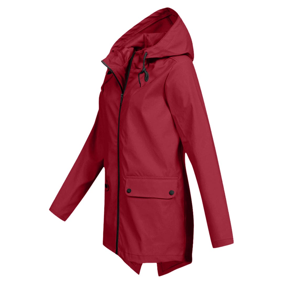 Aurelia | Damen Kapuzen Regenjacke in mittlerer Länge - Image 3