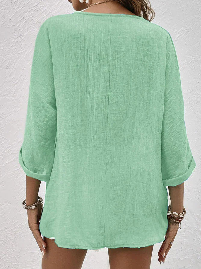 Simone | Elegante Leinenbluse mit Knopfleiste für Frauen - Image 6