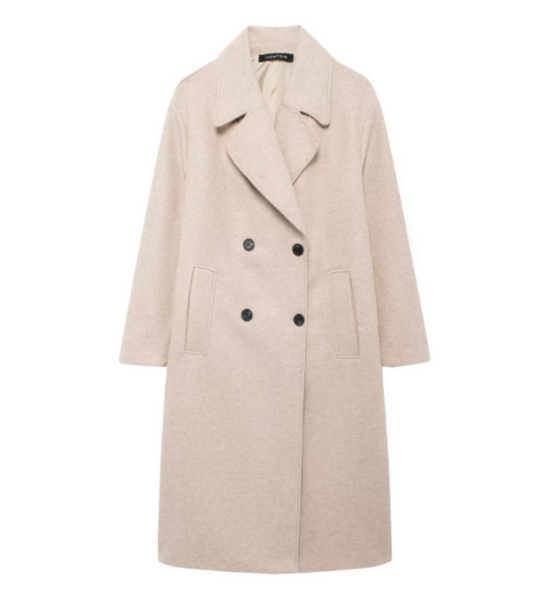 Elsa | Stylischer Maximantel im Boyfriend-Look - Beige