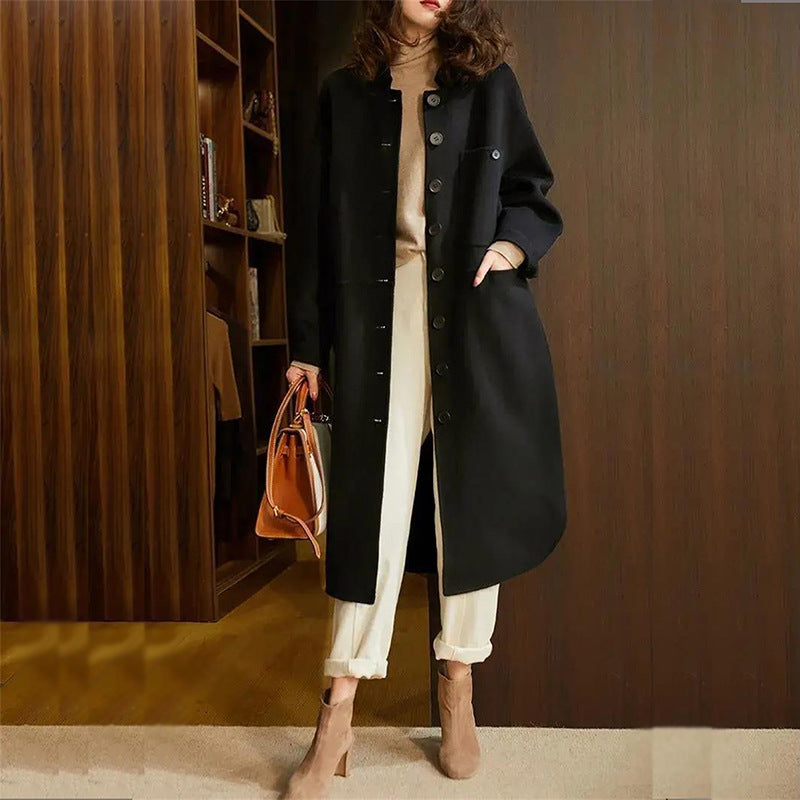 Rosalie | Damen Knopfleiste Langer Mantel - Image 3