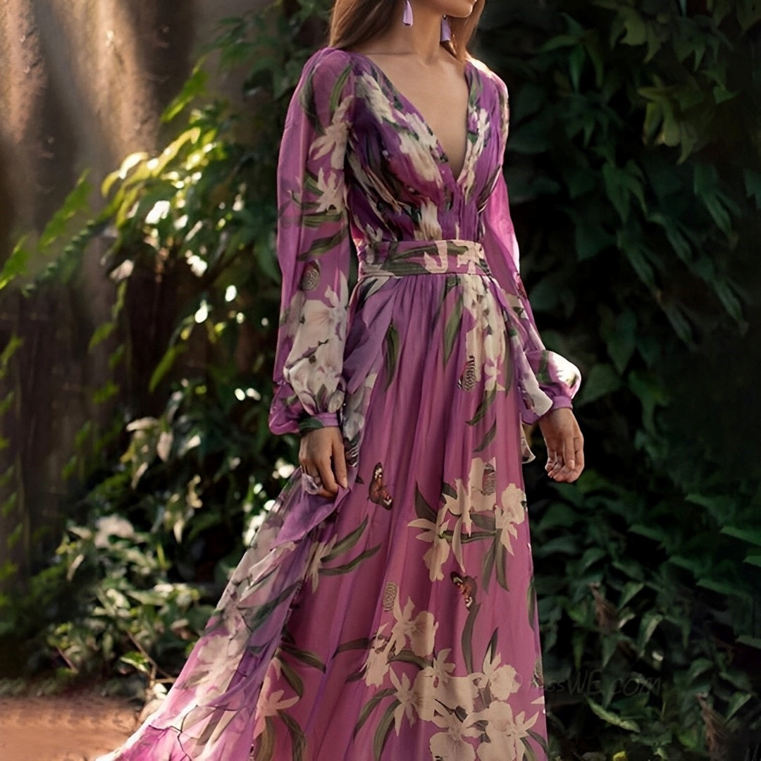 Friederike | Elegantes, geblümtes Chiffonkleid für Damen mit leichtem Faltenwurf - Image 2