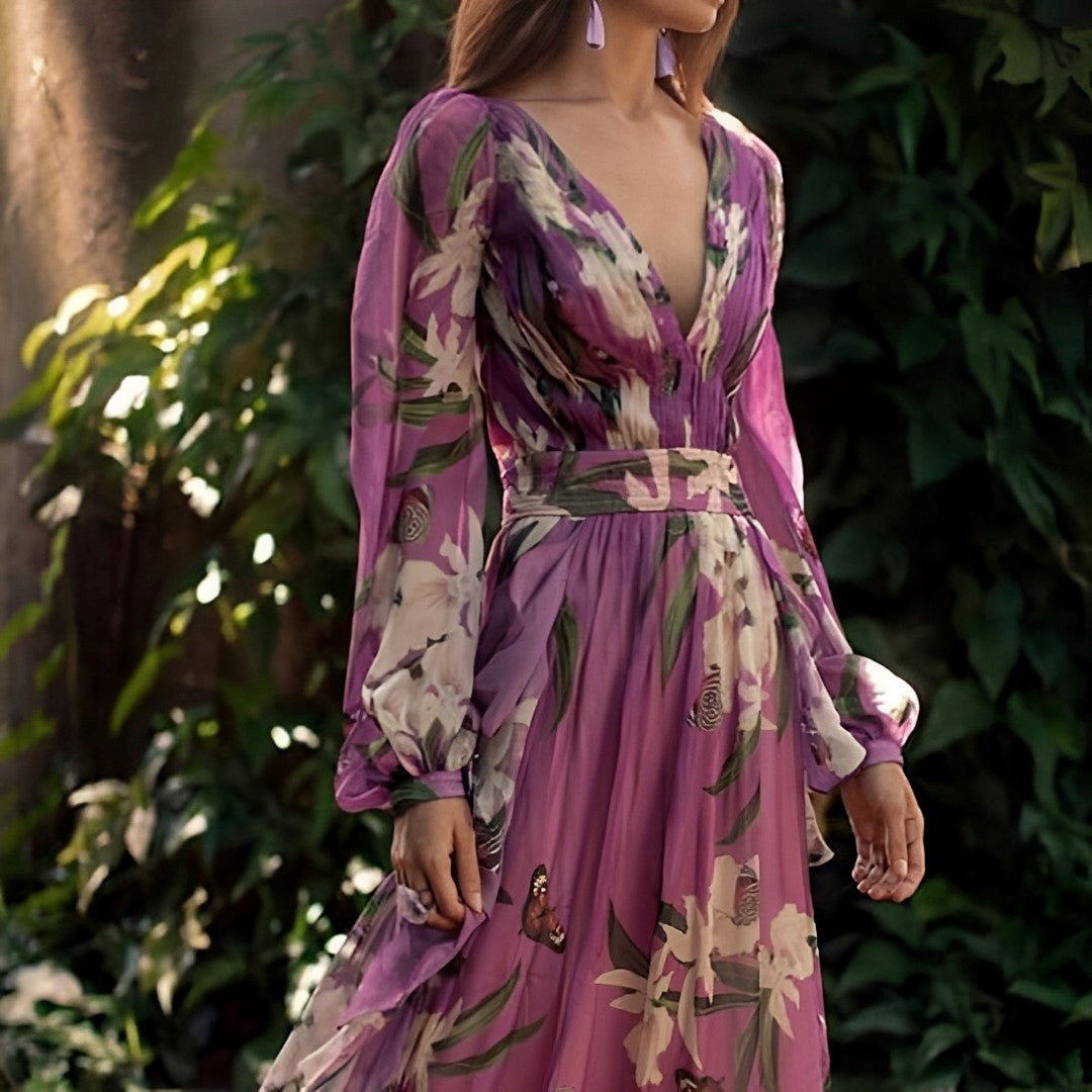 Friederike | Elegantes, geblümtes Chiffonkleid für Damen mit leichtem Faltenwurf - Image 3