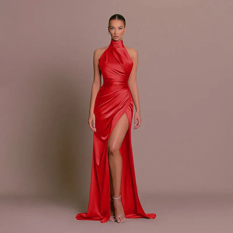 Anneliese | Elegantes Satin Abendkleid mit Schlitz - Image 7