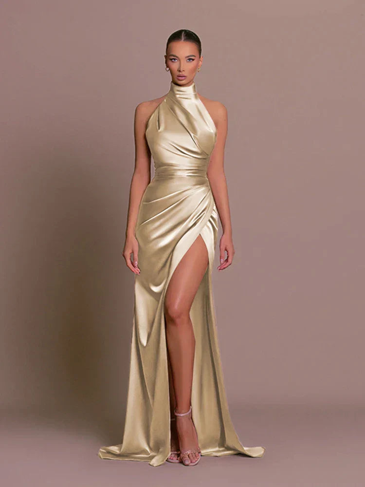 Anneliese | Elegantes Satin Abendkleid mit Schlitz - Image 5
