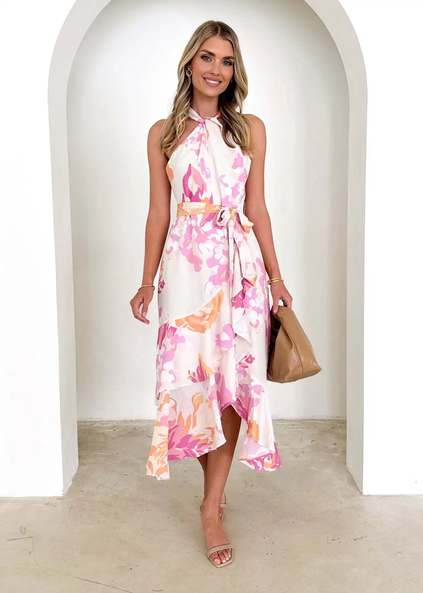 Franziska | Elegant Halter Neck Wrap Dress - Image 7