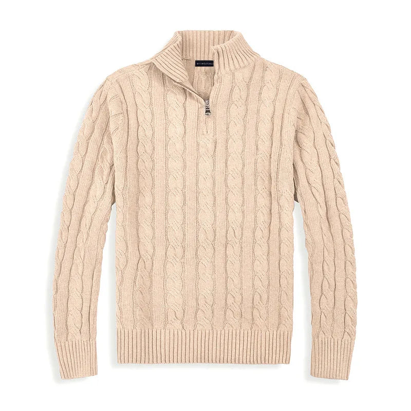 Kilian | Herren Viertelreißverschluss Zopfmuster Strickpullover - Image 10