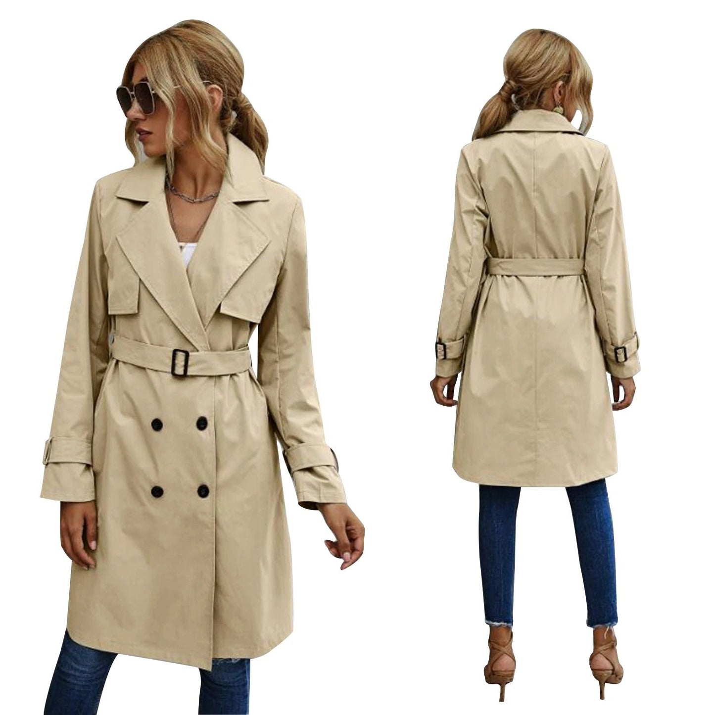 Bianca | Damen Zweireiher Trenchcoat - Image 2