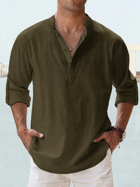 Mathis | Leinenhemd für Herren - Relaxed Fit, stilvoller Mandarin-Kragen, leicht und atmungsaktiv - Image 12