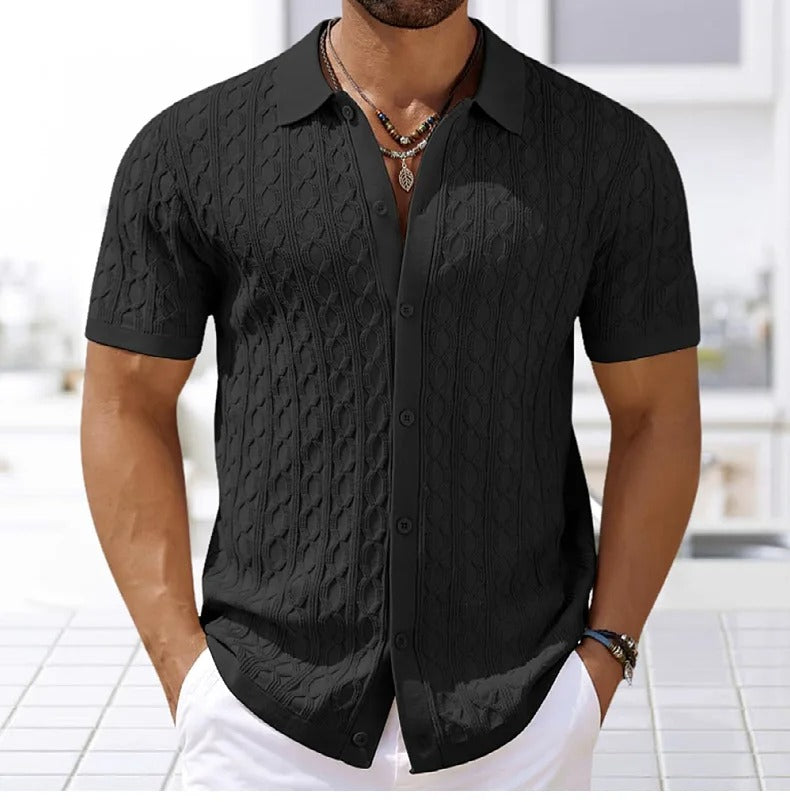 Arno | Retro Jacquard gestricktes Poloshirt für Männer - Image 7