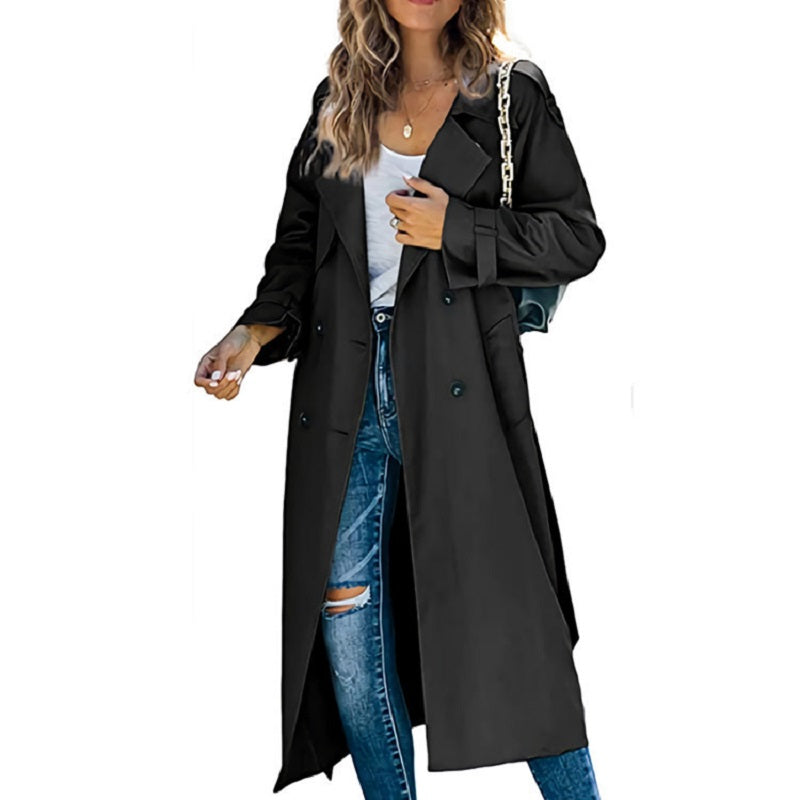 Rosa | Damen Oversized Langer Trenchcoat - Image 2