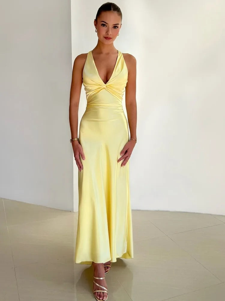 Celine | Ärmelloses V-Ausschnitt A-Linie Silhouette Elegantes Abendkleid - Image 1