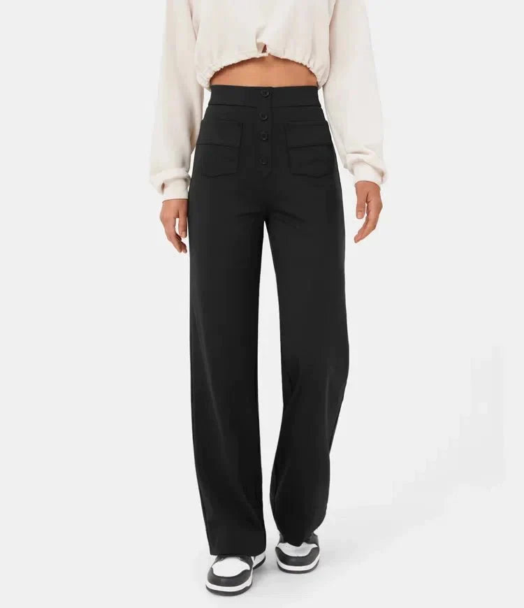 Tatjana | Hose mit hoher Taille und entspannter Passform mit Knopfleiste - Image 8