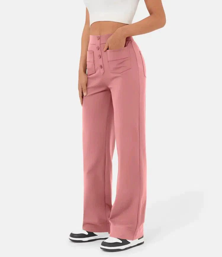 Tatjana | Hose mit hoher Taille und entspannter Passform mit Knopfleiste - Image 5