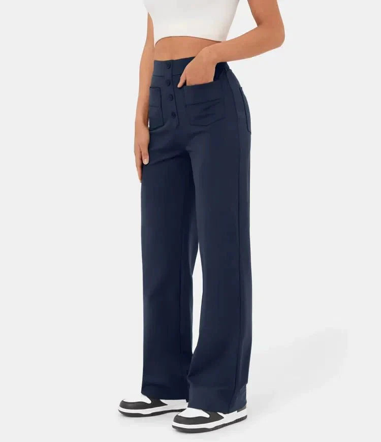 Tatjana | Hose mit hoher Taille und entspannter Passform mit Knopfleiste - Image 10