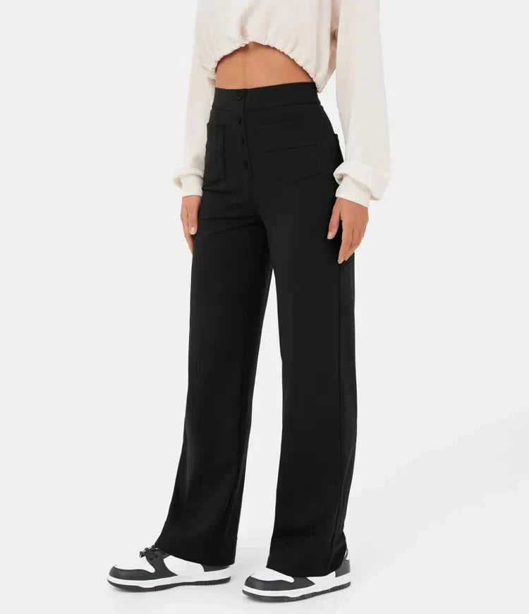 Tatjana | Hose mit hoher Taille und entspannter Passform mit Knopfleiste - Image 7