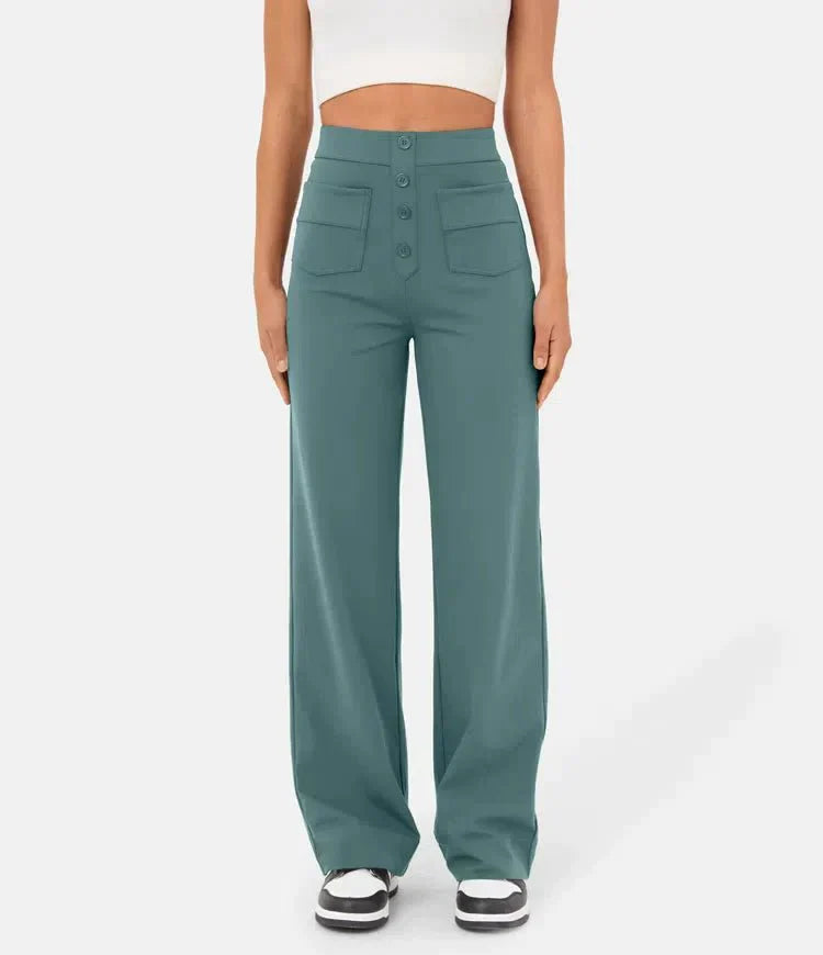 Tatjana | Hose mit hoher Taille und entspannter Passform mit Knopfleiste - Image 1