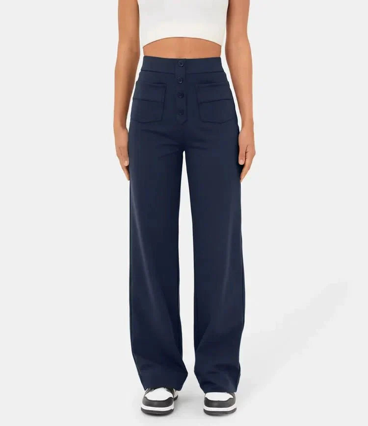 Tatjana | Hose mit hoher Taille und entspannter Passform mit Knopfleiste - Image 12
