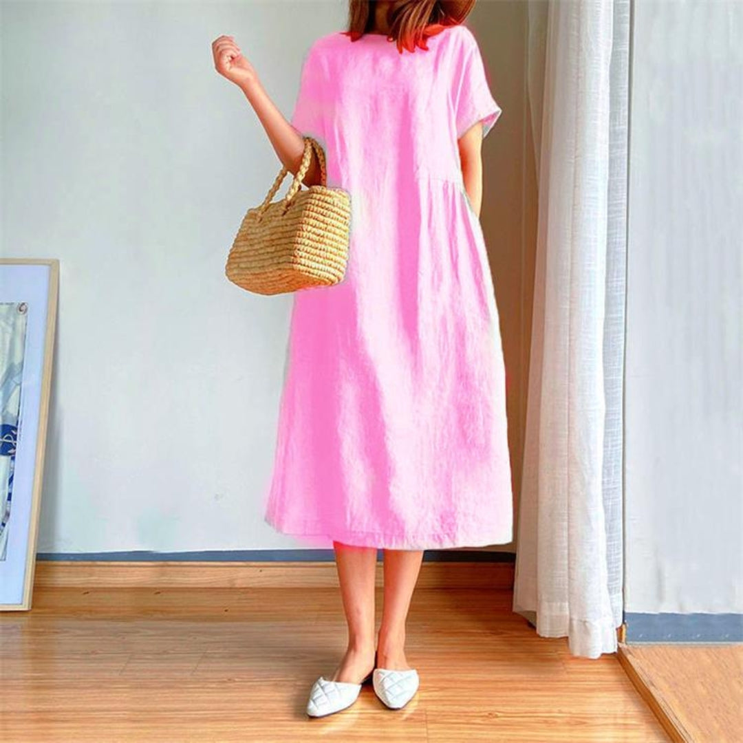 Edith | Damen Elegantes Kurzärmeliges Sommerkleid - Image 3