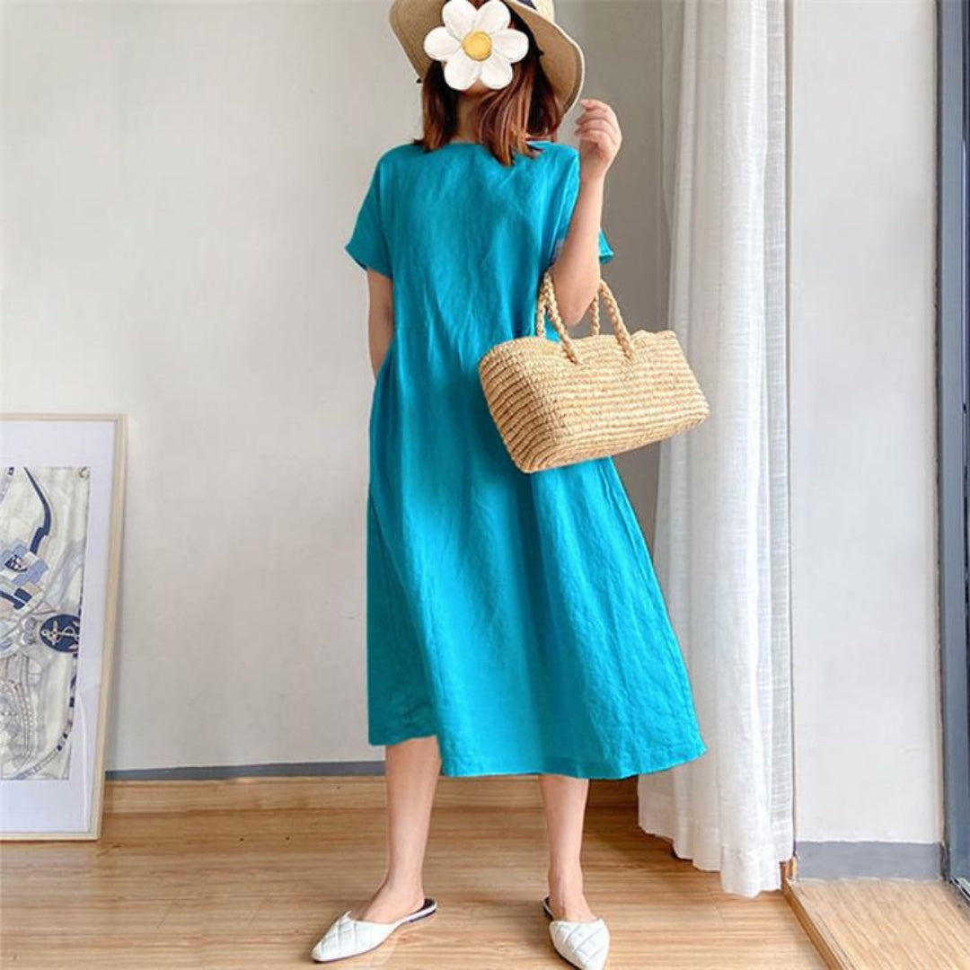Edith | Damen Elegantes Kurzärmeliges Sommerkleid - Image 6