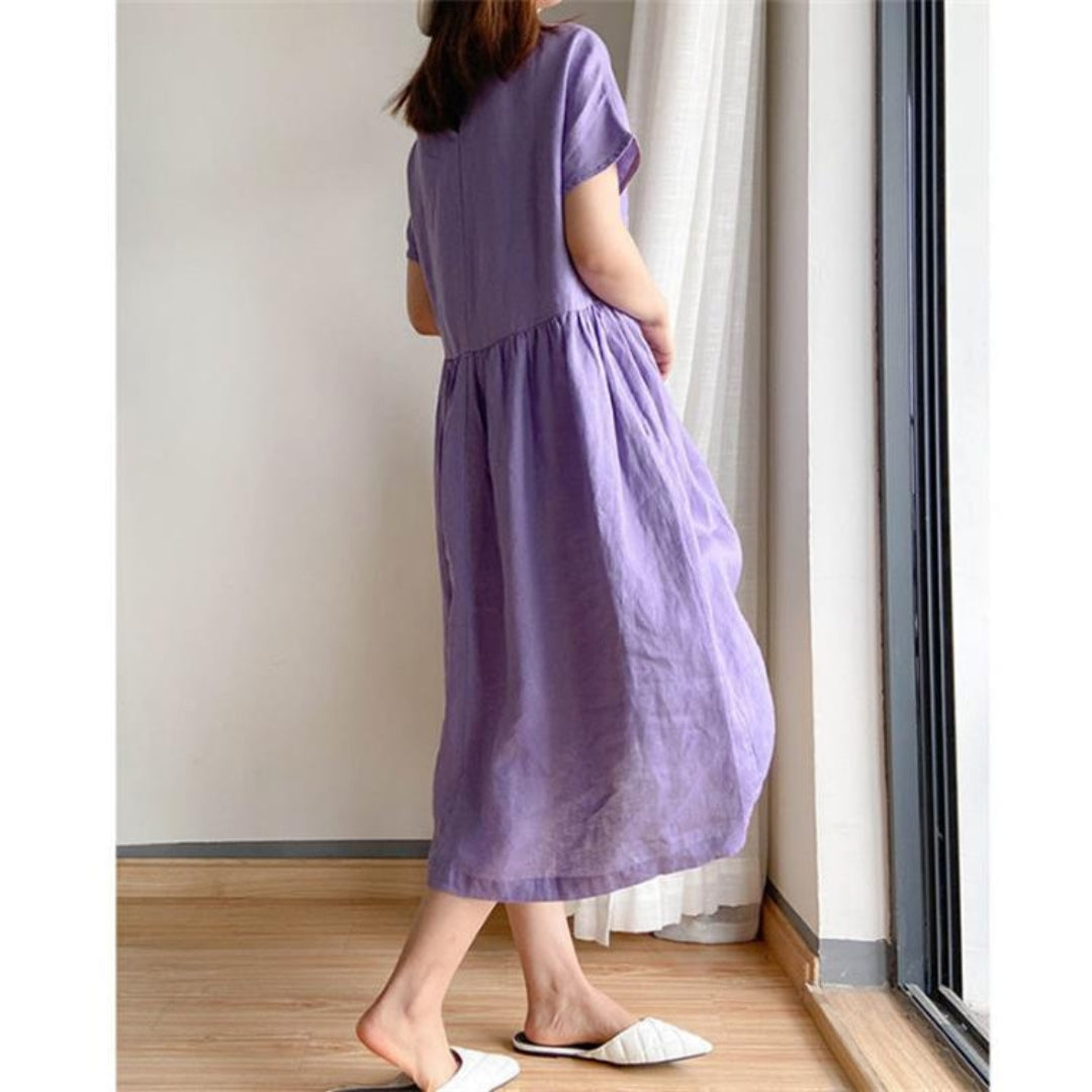 Edith | Damen Elegantes Kurzärmeliges Sommerkleid - Image 9