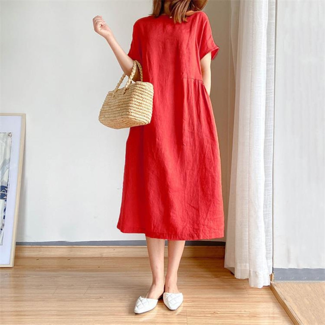 Edith | Damen Elegantes Kurzärmeliges Sommerkleid - Image 8