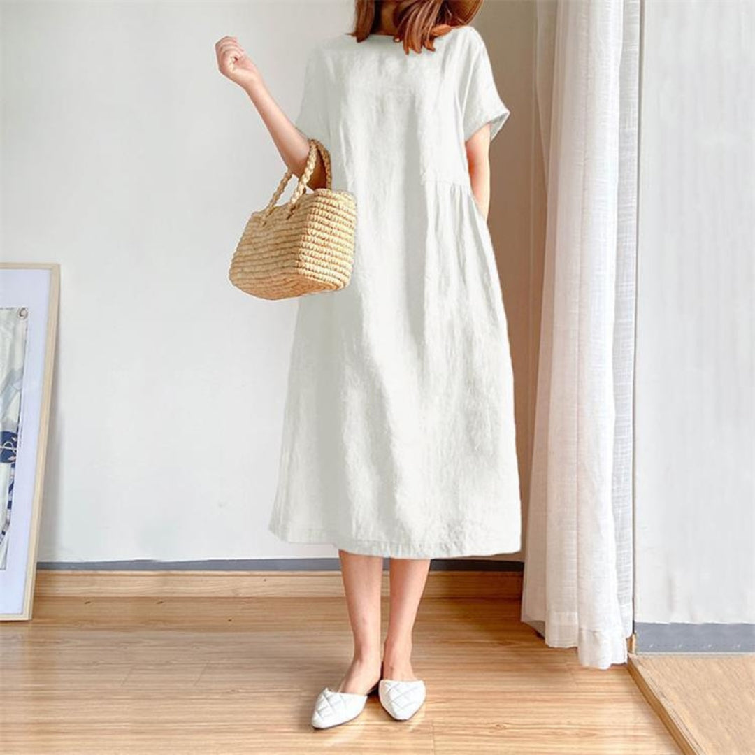 Edith | Damen Elegantes Kurzärmeliges Sommerkleid - Image 2