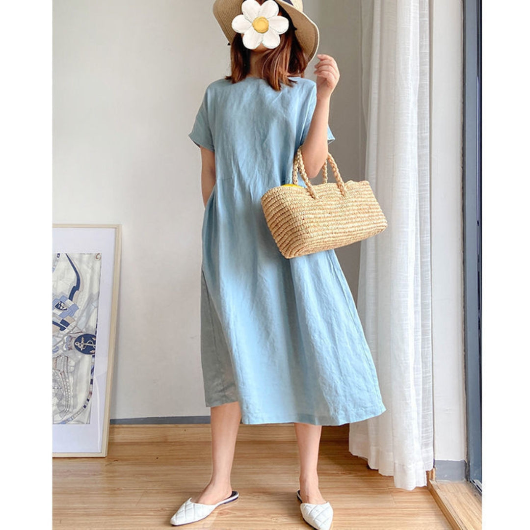 Edith | Damen Elegantes Kurzärmeliges Sommerkleid - Image 7