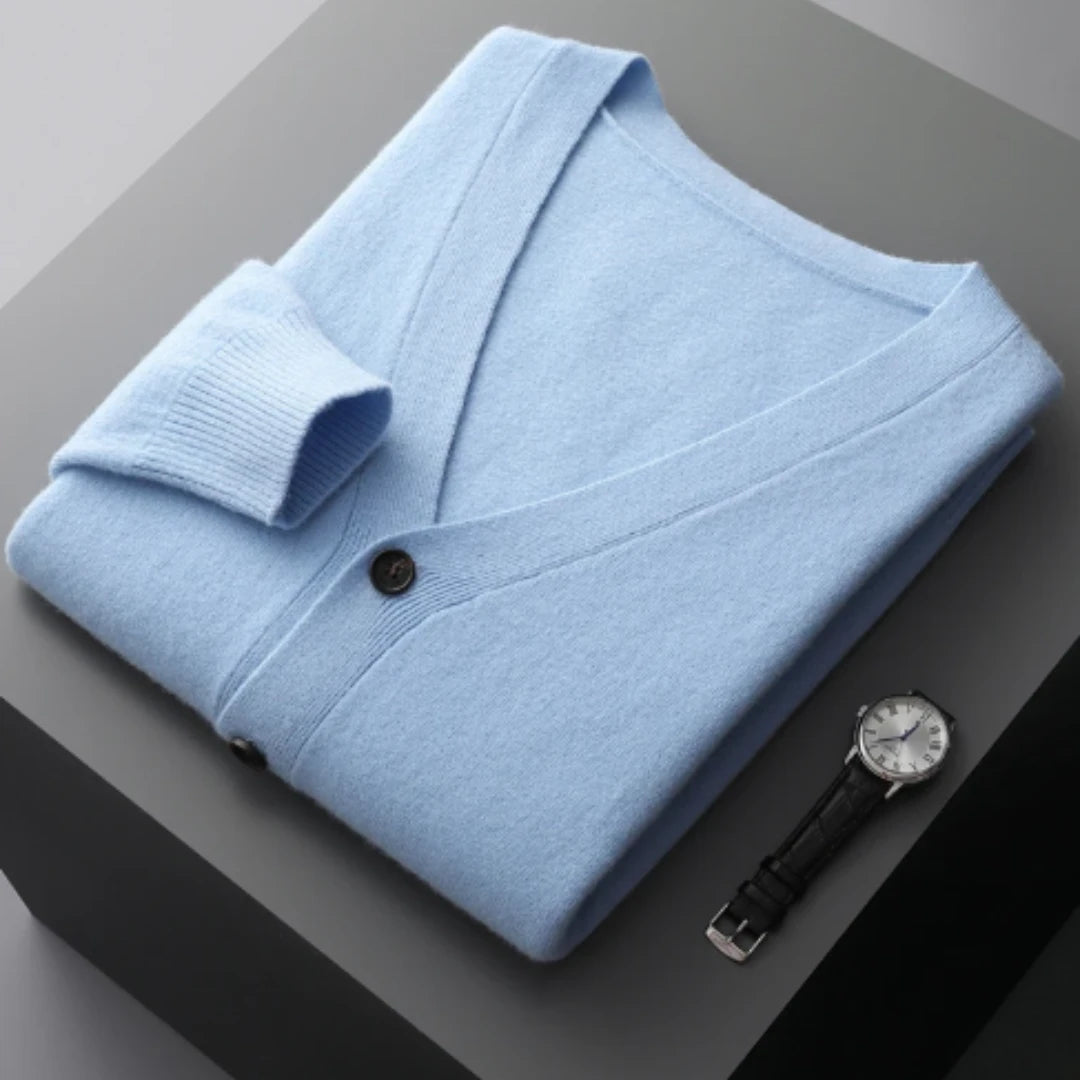 Lukas | Herren V-Ausschnitt Rippstrick-Cardigan