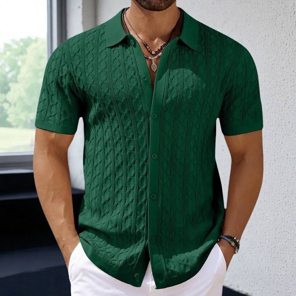 Arno | Retro Jacquard gestricktes Poloshirt für Männer - Image 5