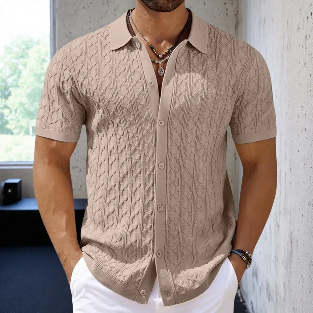Arno | Retro Jacquard gestricktes Poloshirt für Männer - Image 4