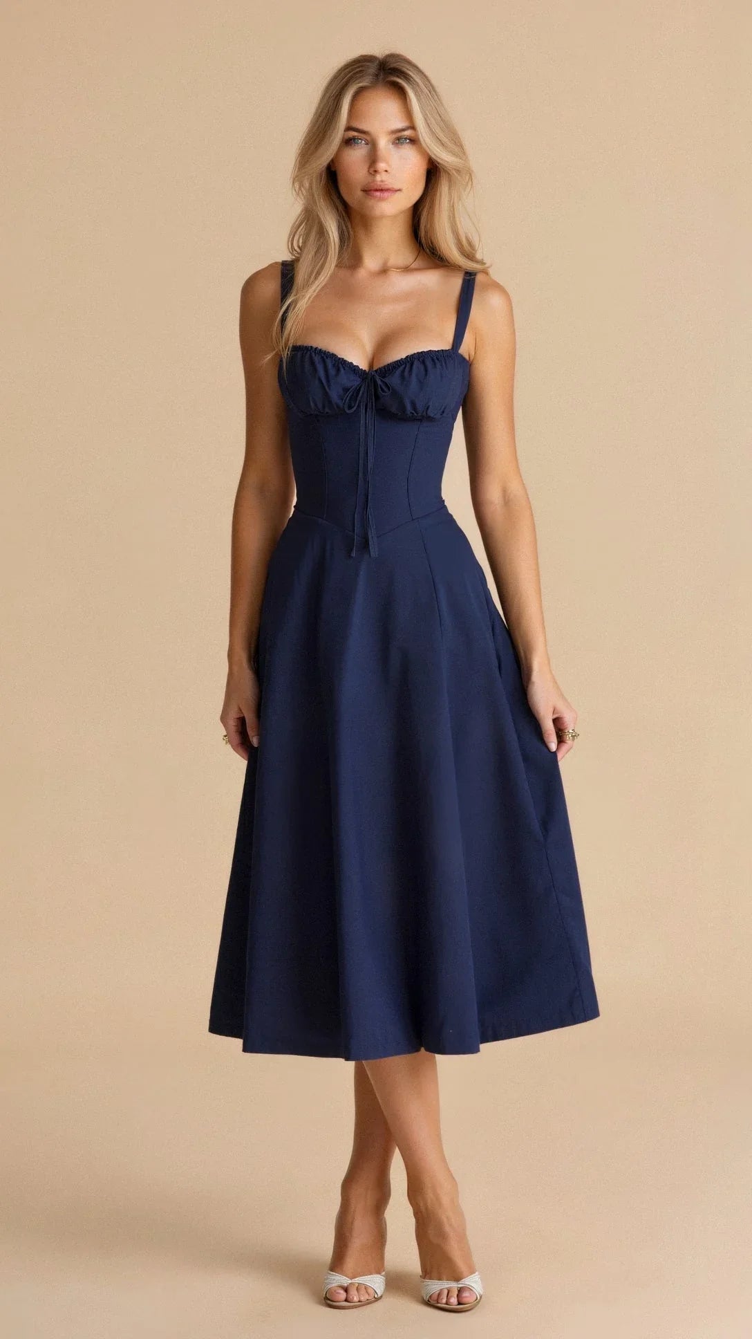 Ulrike | Elegantes Floral Bustier Midriff Taille Shaper Kleid - Image 7
