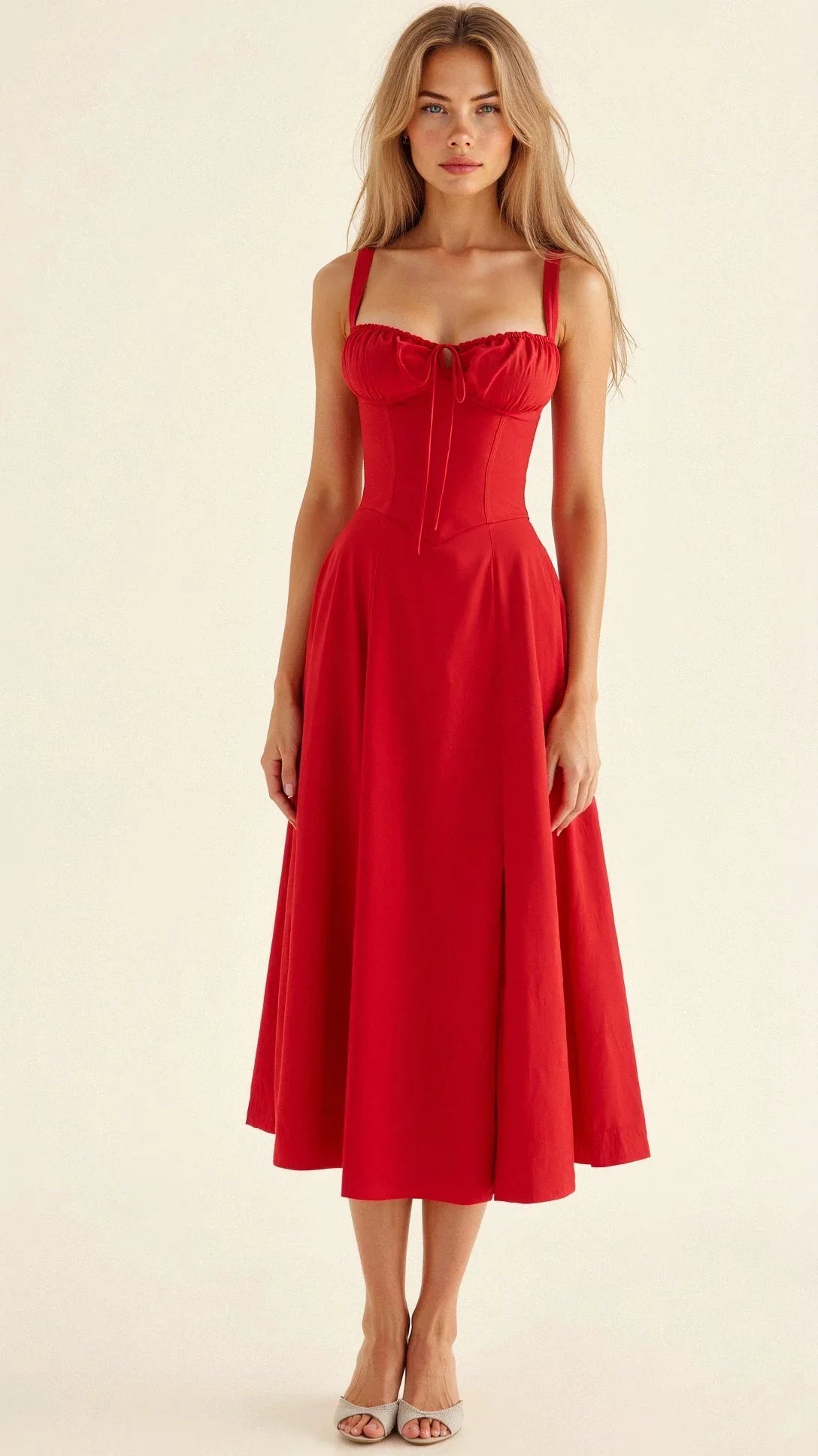 Ulrike | Elegantes Floral Bustier Midriff Taille Shaper Kleid - Image 5