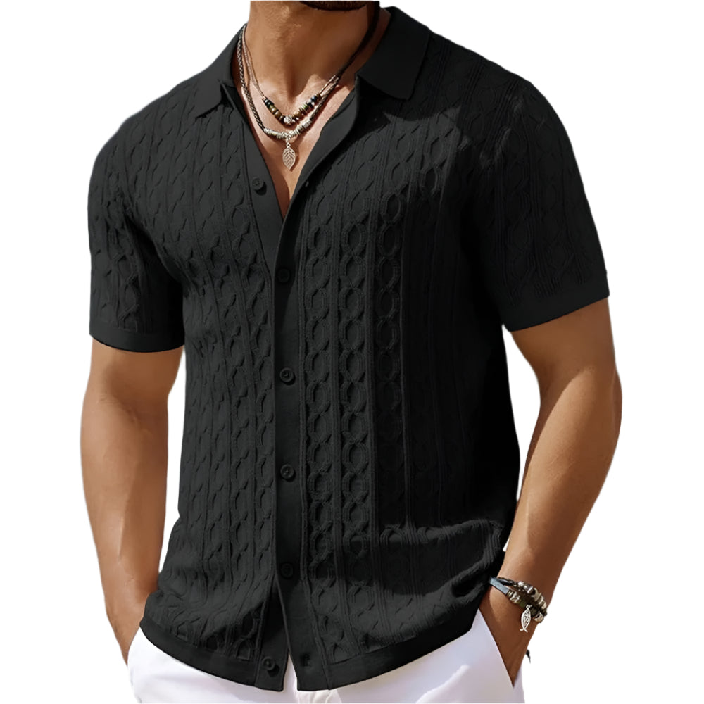 Arno | Retro Jacquard gestricktes Poloshirt für Männer - Image 2