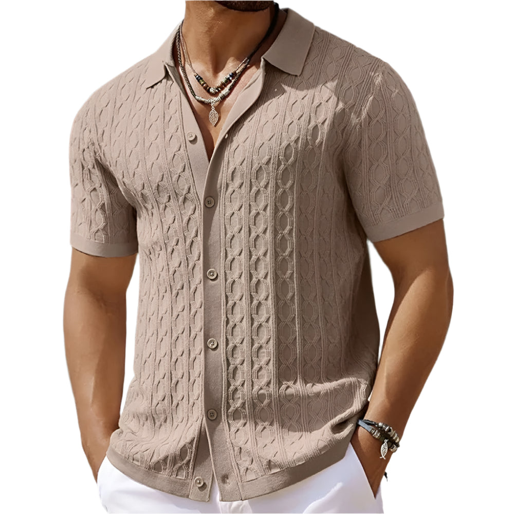 Arno | Retro Jacquard gestricktes Poloshirt für Männer - Image 3