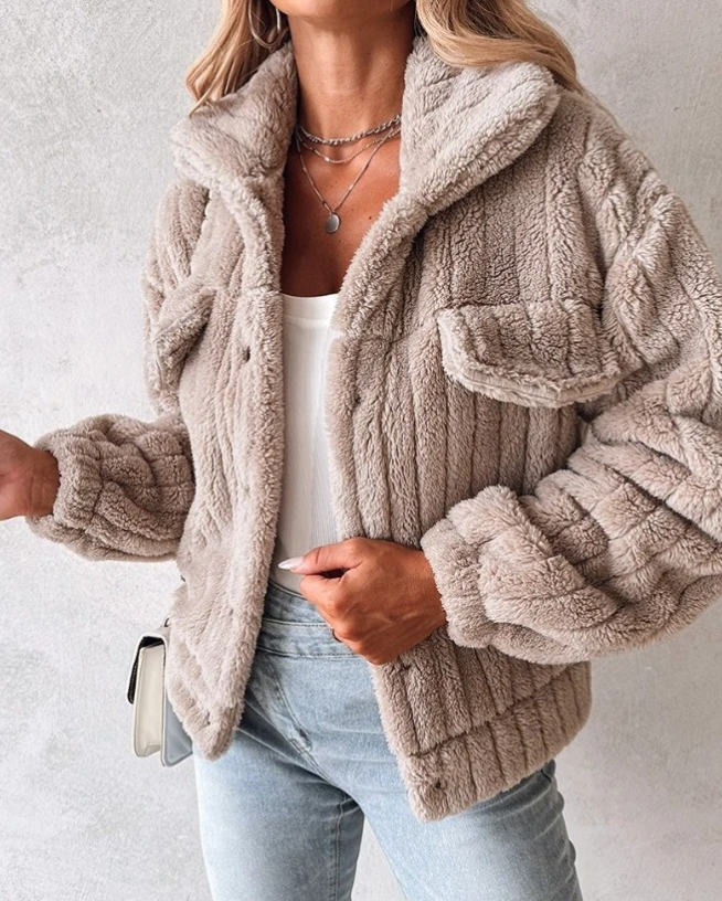 Felina | Damen Sherpa-Jacke mit Knopfleiste - Image 5