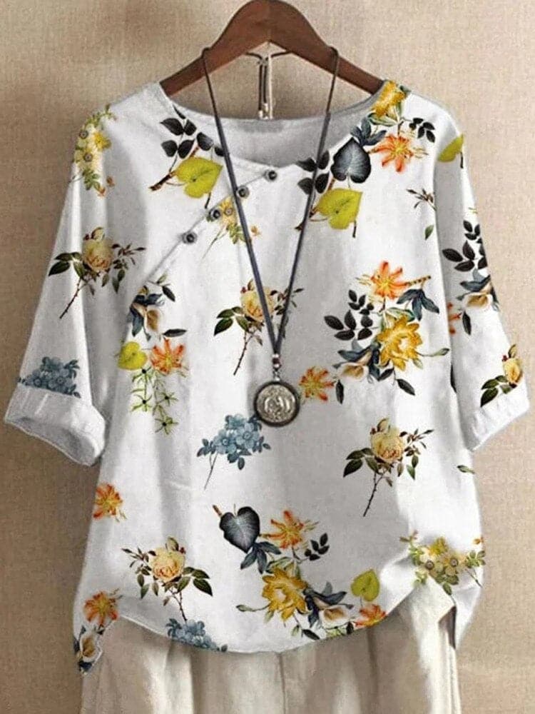 Tina | Bluse mit Blumendruck und entspannter Passform mit Knopfdetails - Image 1