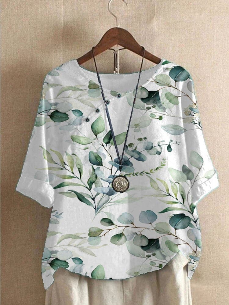 Tina | Bluse mit Blumendruck und entspannter Passform mit Knopfdetails - Image 2