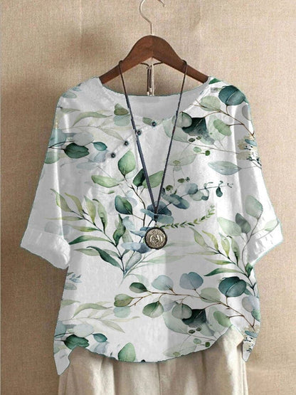 Tina | Bluse mit Blumendruck und entspannter Passform mit Knopfdetails - Image 2